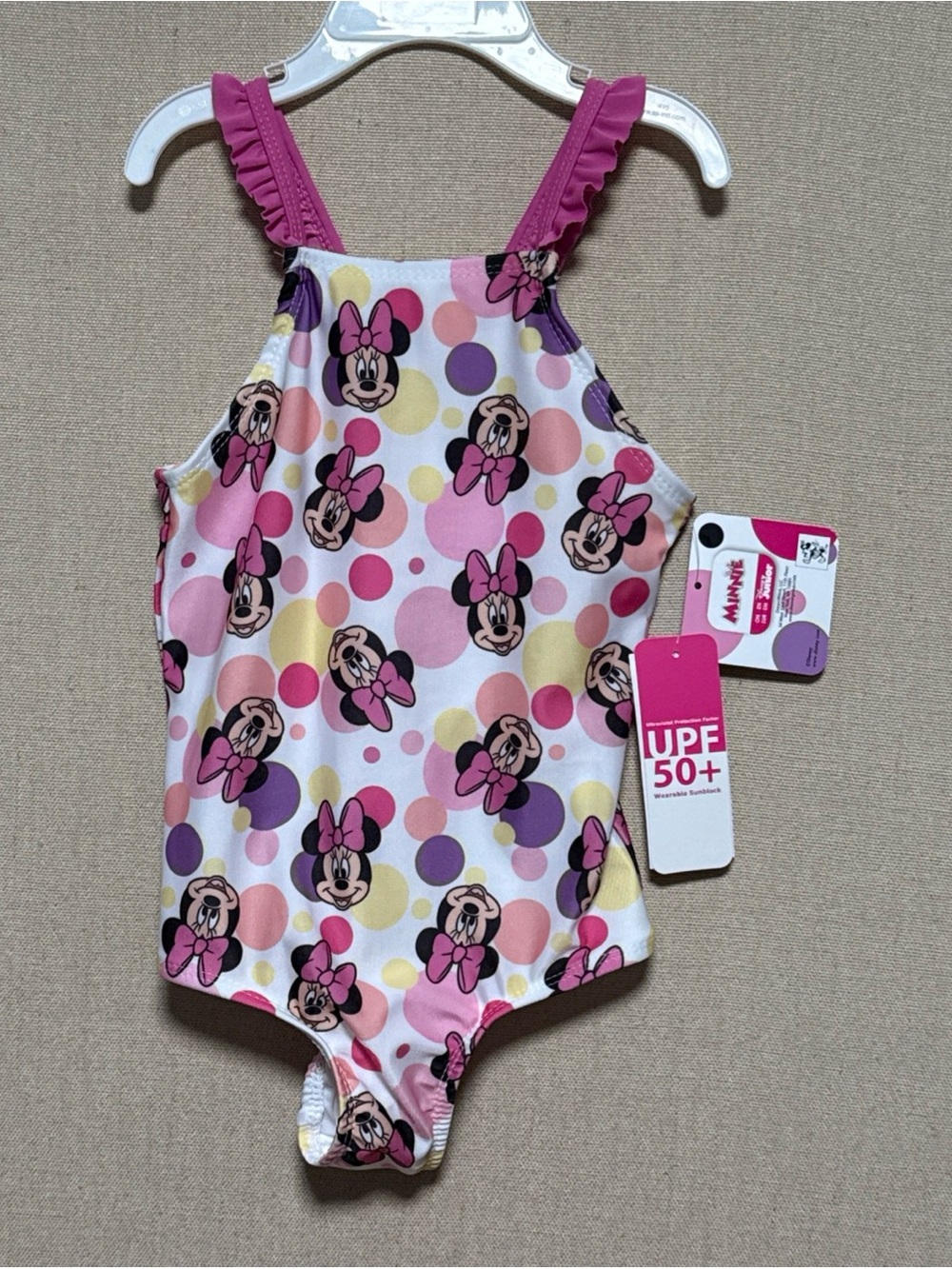 Girls Toddlers Disney Minnie Mouse One Piece Swimsuit UPF 50+  2T NEW Summer